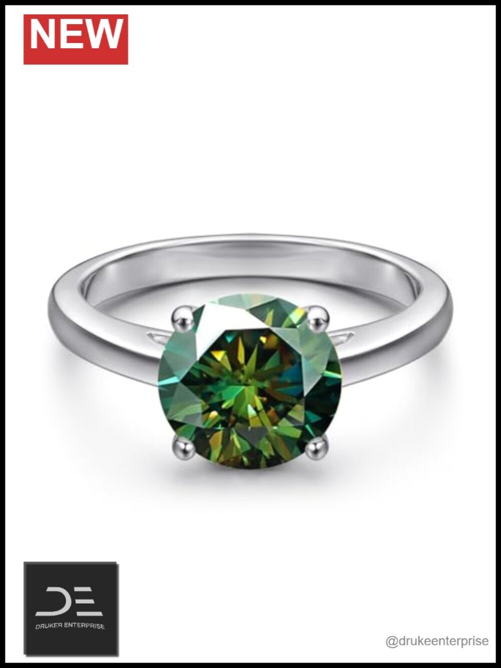 Classics 2ct 8MM Moissanite Ring for Women Laboratory Diamonds S925 Silver